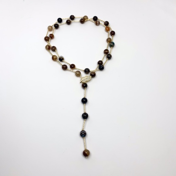 SJ PEARL NATURAL AGATES GEMSTONE FASHION NECKLACE - Picture 15 of 15